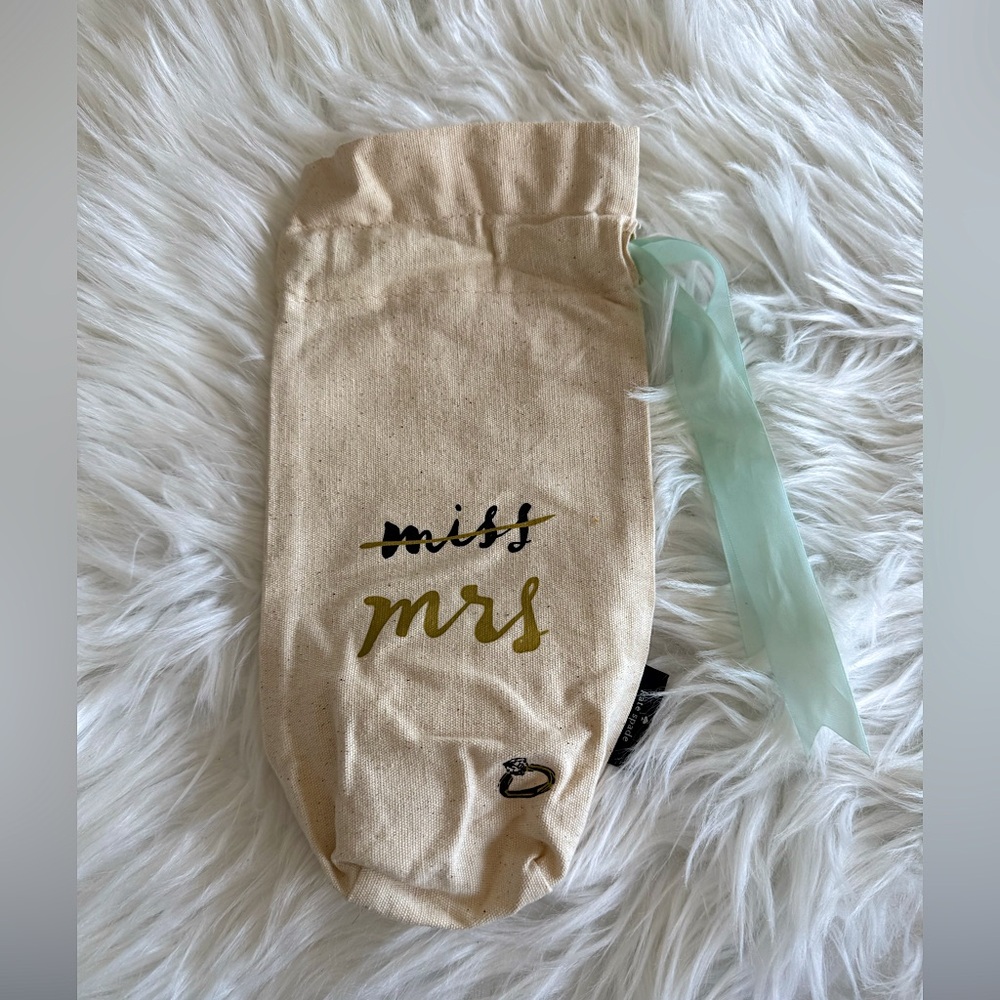 Kate Spade | Miss Mrs. Engagement/Wedding Wine Gift Bag with Teal Bow